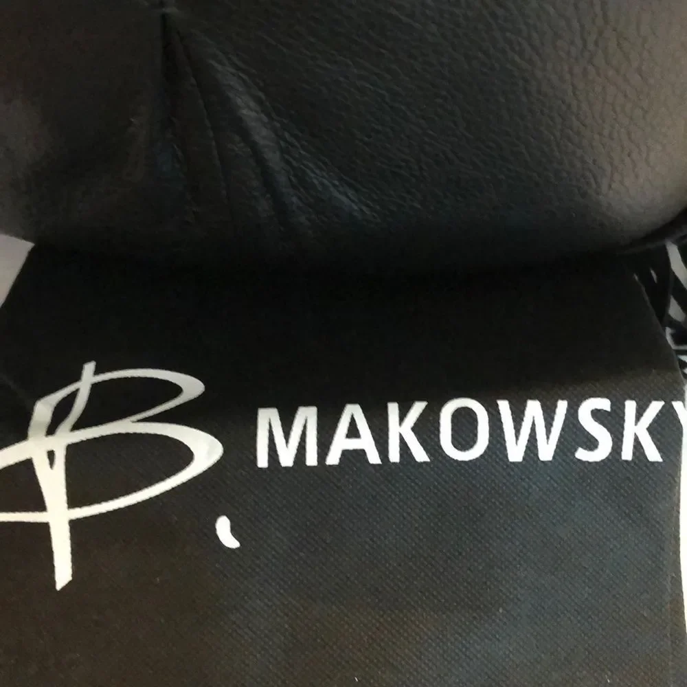 NWT B Makowsky Black Leather Hobo with Snake strap